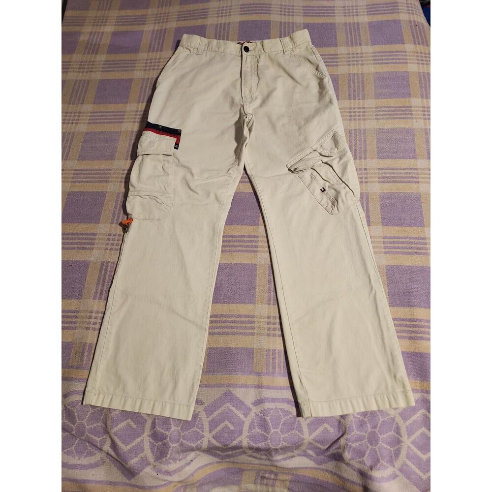 Vintage Tommy Hilfiger Cargo Pants Khaki Jeans Utility Pockets 90s Y2k Baggy